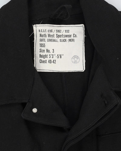 Vintage 1955 Dated Canadian Army Black Mechanical Engineer Coveralls - Large