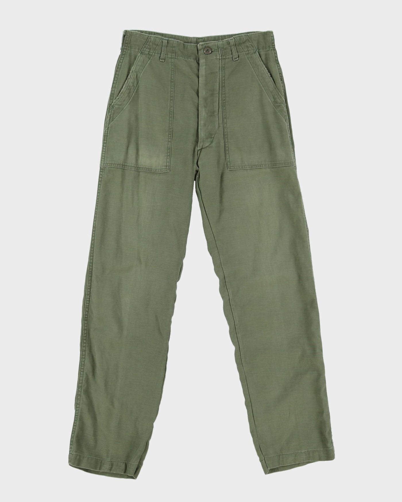 1960s Vintage US Army OG-107 Sateen Utility Trousers - 28x28