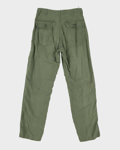 1960s Vintage US Army OG-107 Sateen Utility Trousers - 28x28