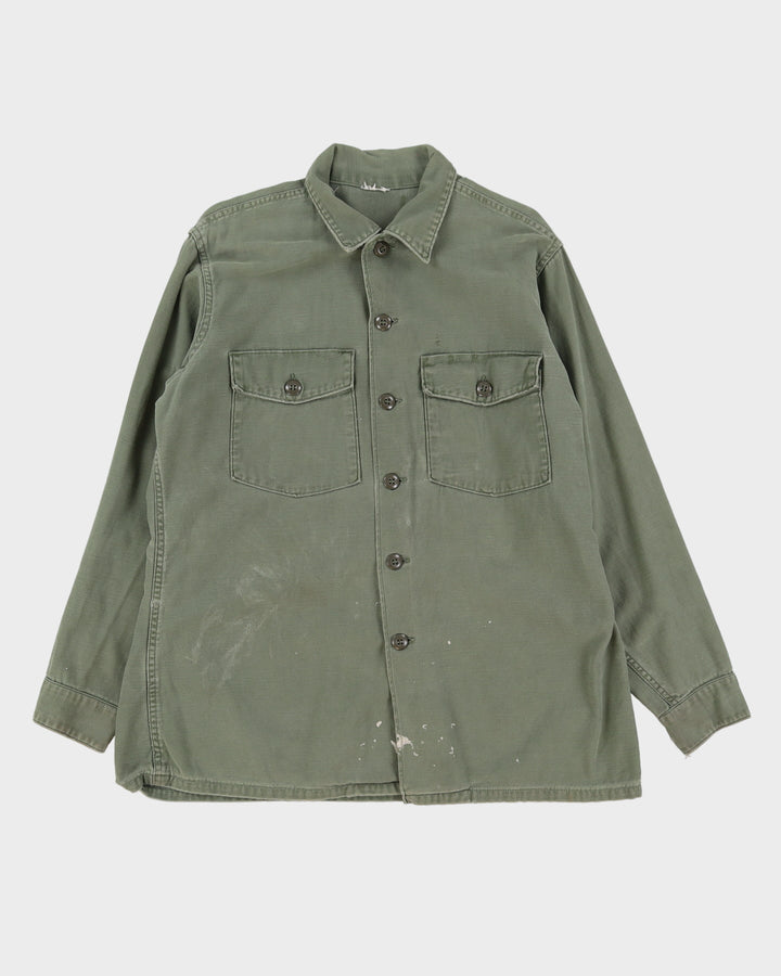 1960s Vietnam Vintage US Army OG-107 Sateen Utility Shirt