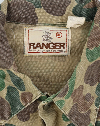 1980s Vintage Ranger Brand Duck Hunter Camo Hunting Shirt - X-Large