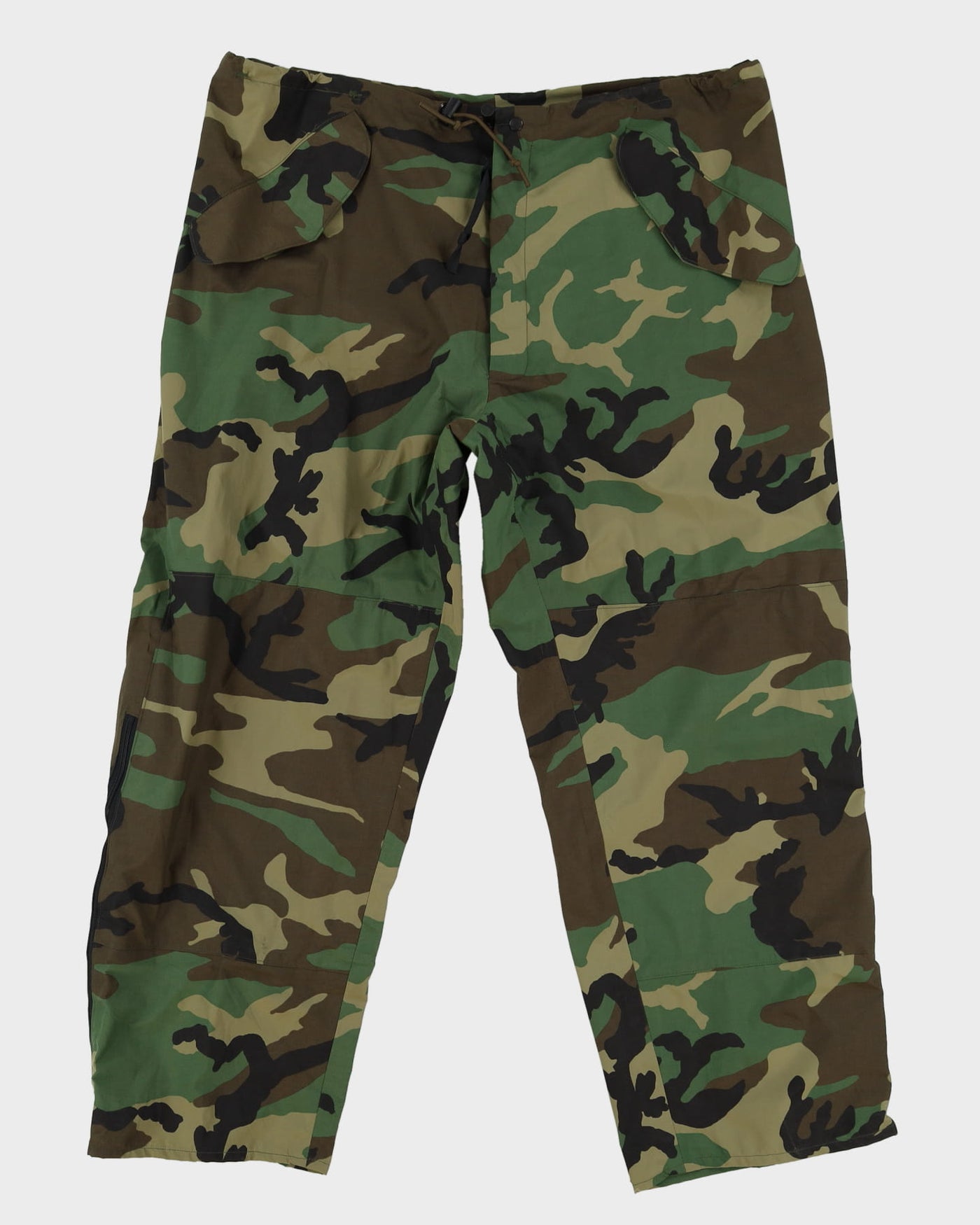 1990s US Army Woodland Camo ECWCS Waterproof Trousers - 44x30