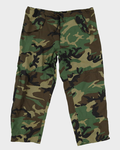 1990s US Army Woodland Camo ECWCS Waterproof Trousers - 44x30