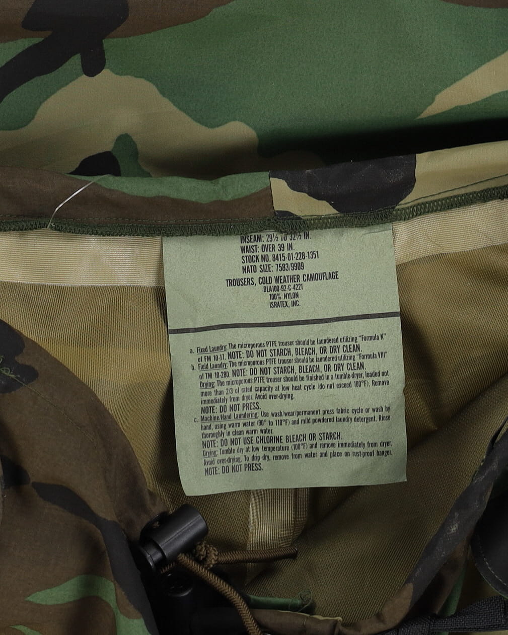 1990s US Army Woodland Camo ECWCS Waterproof Trousers - 44x30