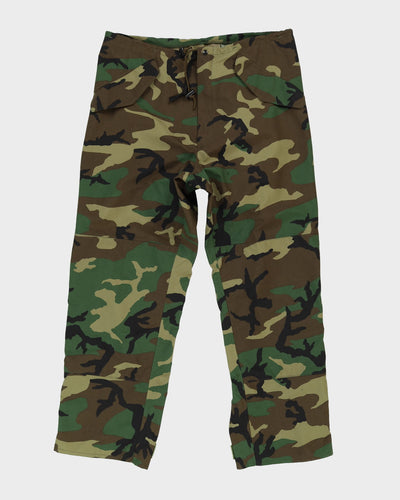 1990s US Army Woodland Camo ECWCS Waterproof Trousers - 42x30