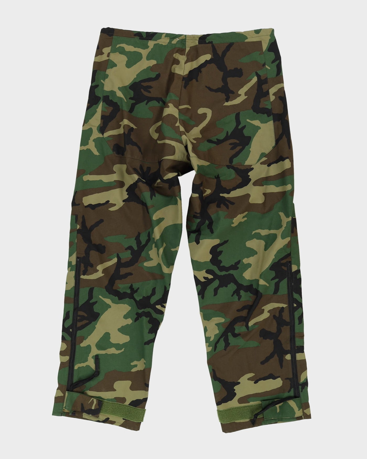 1990s US Army Woodland Camo ECWCS Waterproof Trousers - 42x30