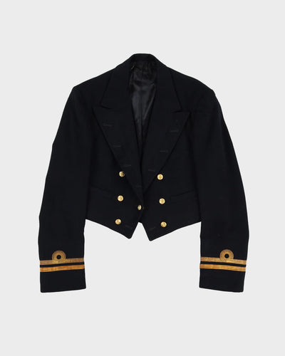 Stunning 1958 Dated Canadian Navy Black Wool Dress Coat - Medium