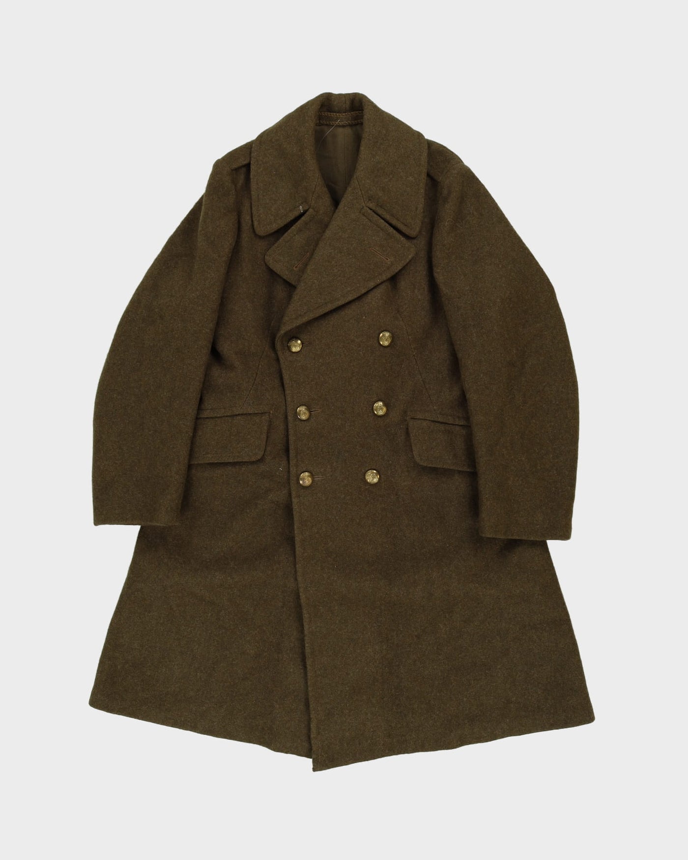 Stunning 1940 Dated Canadian Army OD Green Wool Greatcoat - Medium