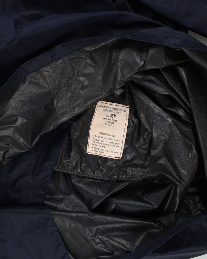 Rare 1960s Vintage US Air Force Blue Lightweight Raincoat - Medium