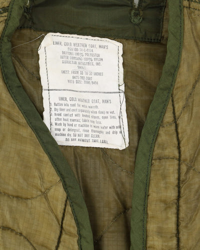 70s Vintage US Army M65 Field Jacket Quilted Liner - Small