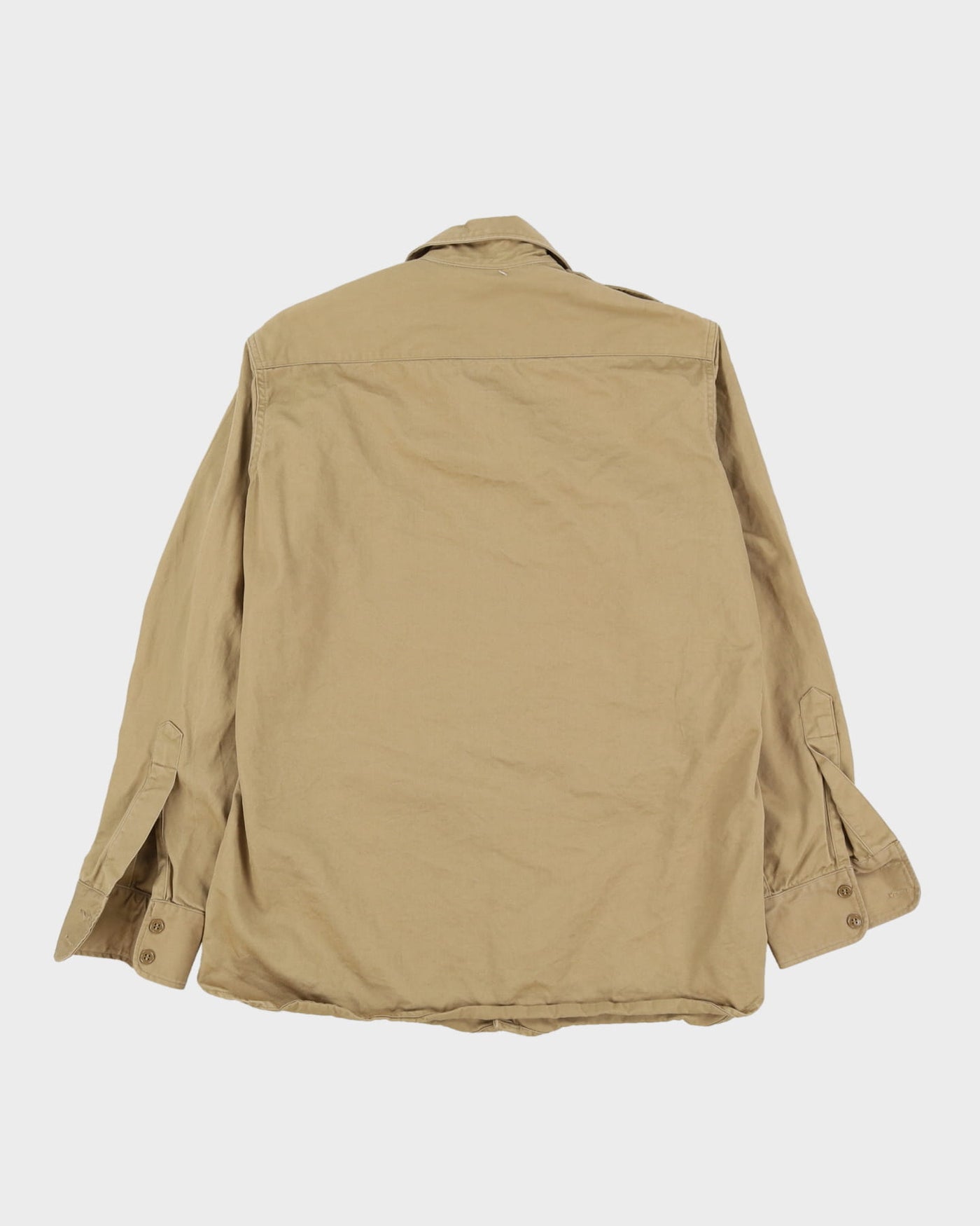 40s Vintage US Army Khaki Cotton Class B Dress Shirt - Medium
