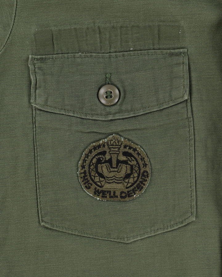 70s Vintage US Army OG-107 Sateen Utility Shirt - Medium