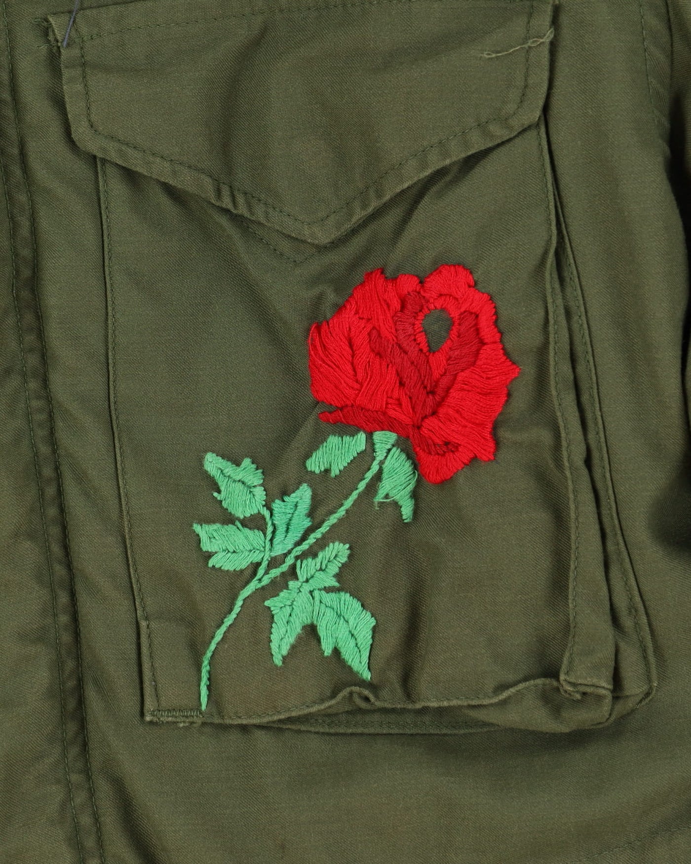 70s Vintage Embroidered Led Zeppelin US Army OG-107 M65 Field Jacket - Small