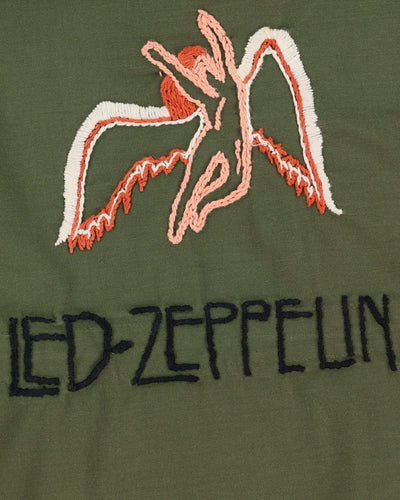 70s Vintage Embroidered Led Zeppelin US Army OG-107 M65 Field Jacket - Small