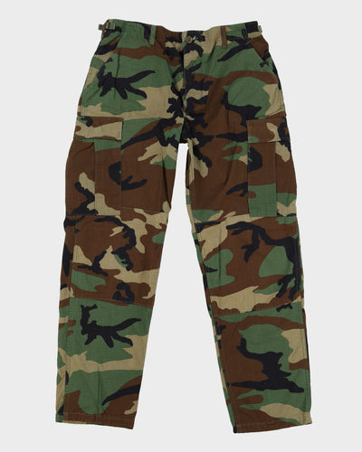 Vintage 80s US Military Woodland Camo Combat Trousers - W34 L32