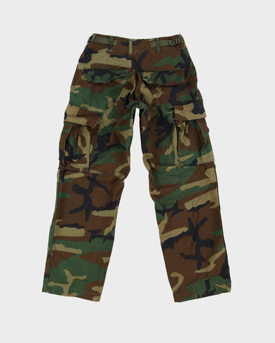 Vintage 80s US Military Woodland Camo Combat Trousers - W26 L27