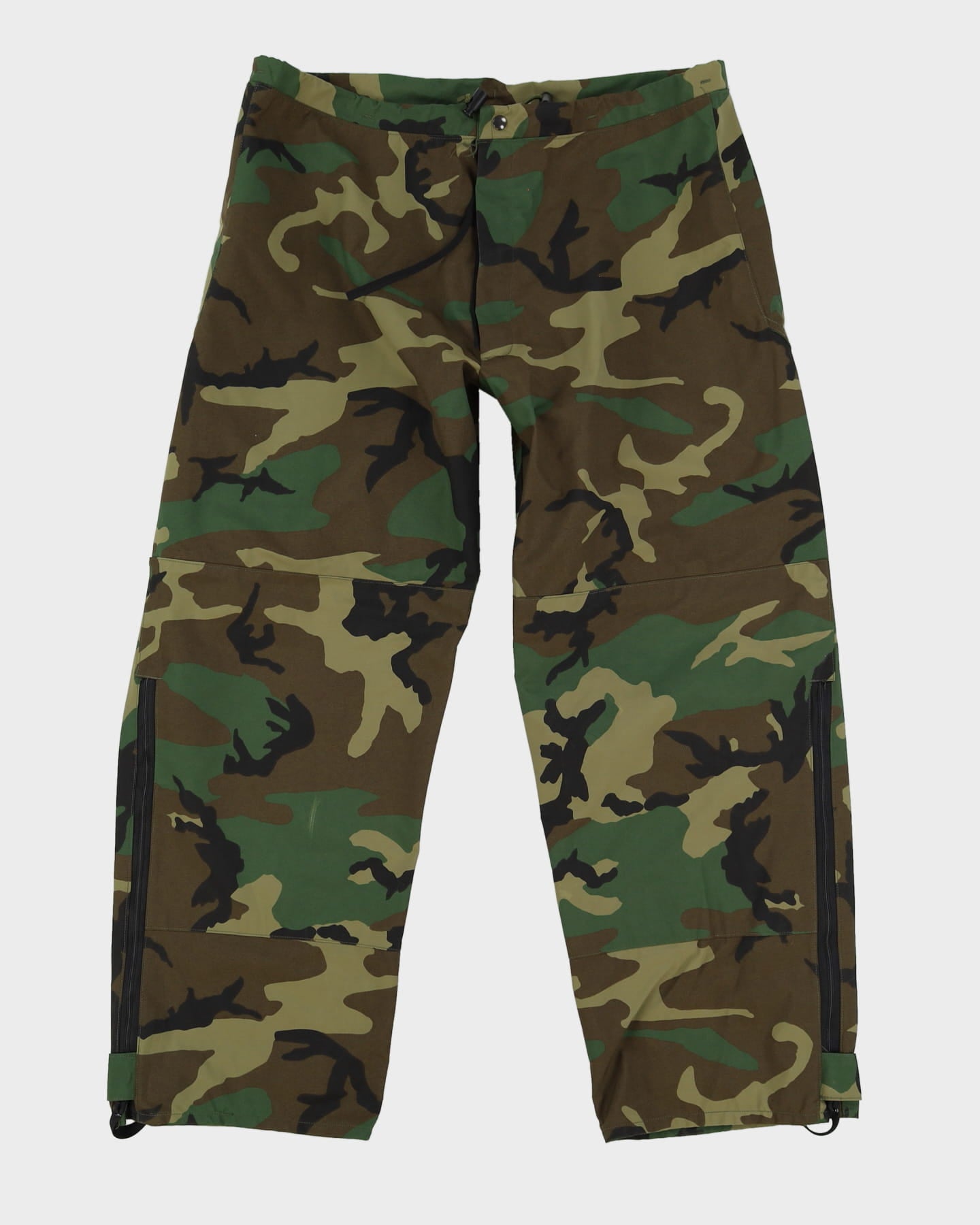 90s Vintage US Army Woodland Camo Waterproof Trousers - 40x30