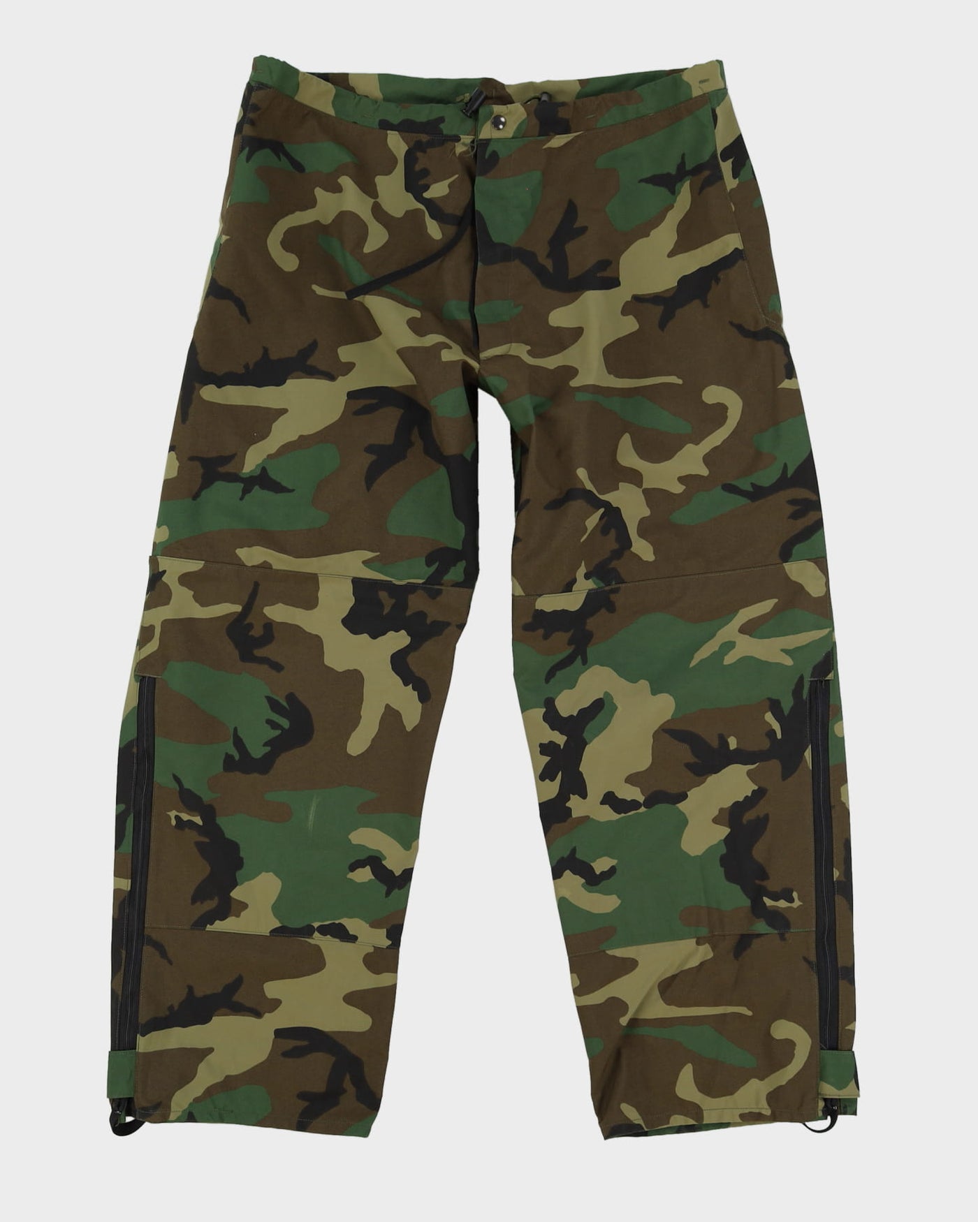 90s Vintage US Army Woodland Camo Waterproof Trousers - 40x30