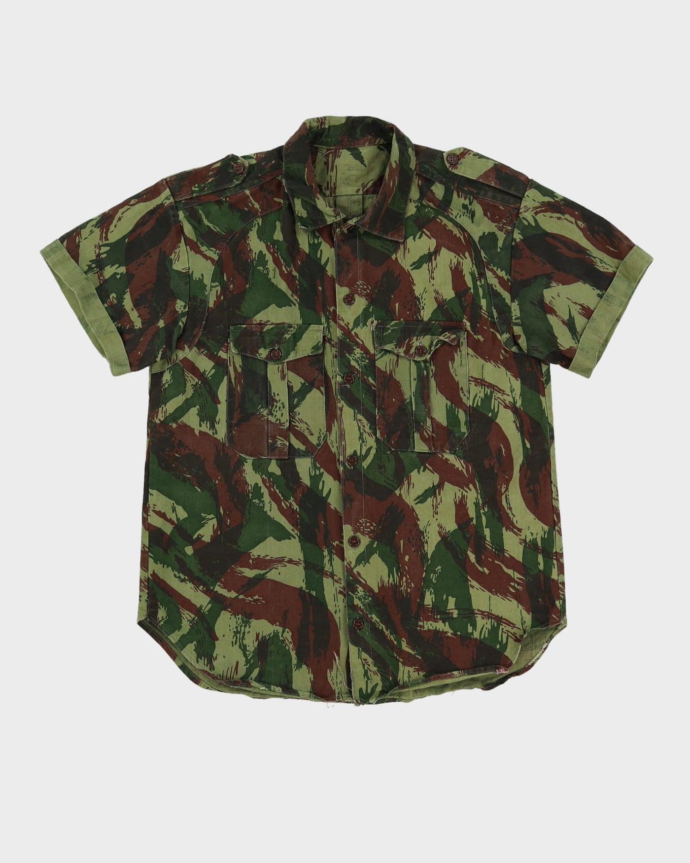 70s Vintage Portuguese Army HBT Lizard Camo Shirt - Medium