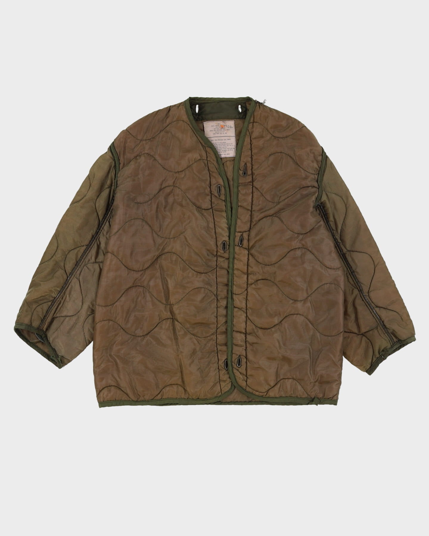 70s Vintage US Military Over-Dyed OG-107 M65 Field Jacket Quilted Liner - Medium