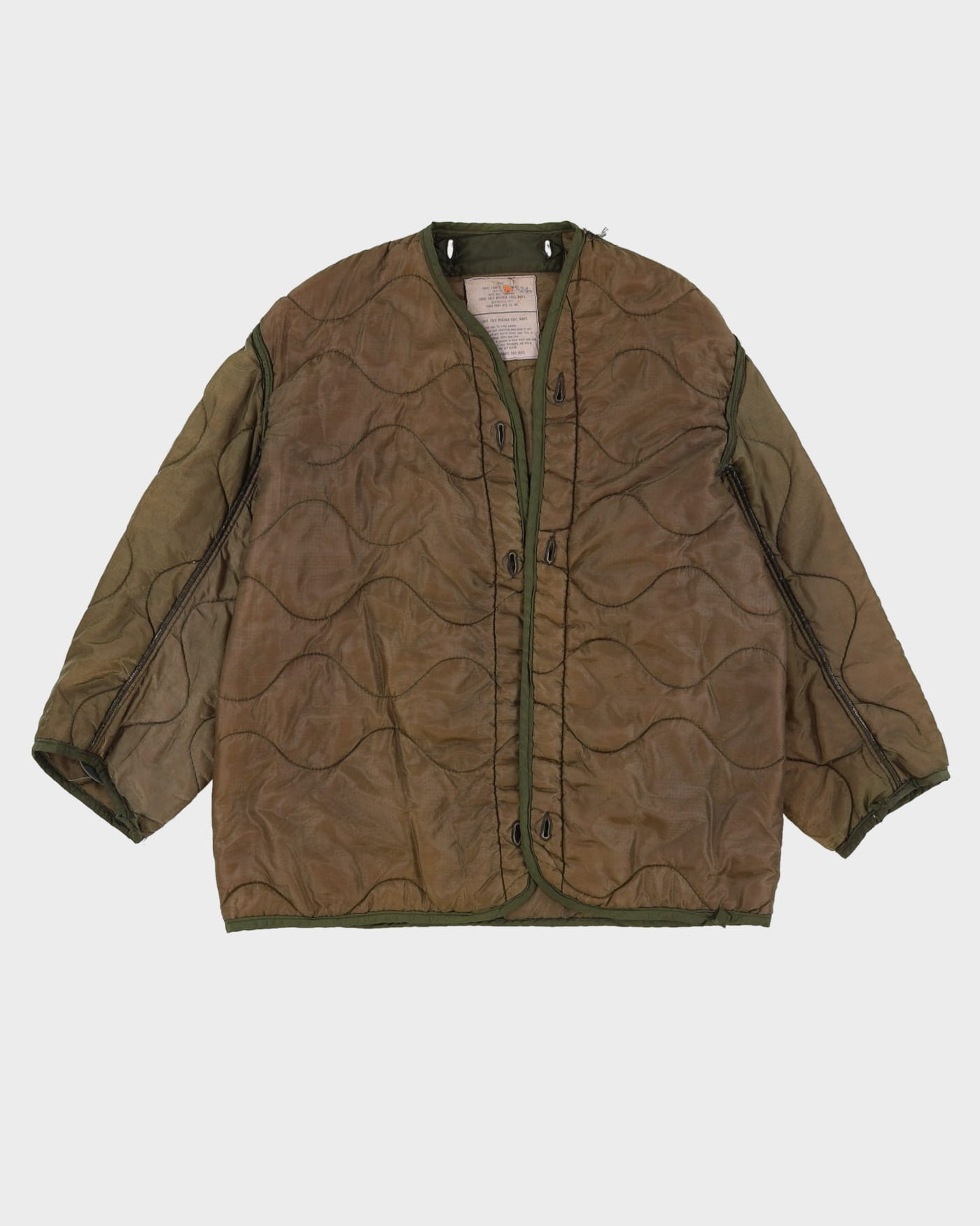 70s Vintage US Military Over-Dyed OG-107 M65 Field Jacket Quilted Liner - Medium