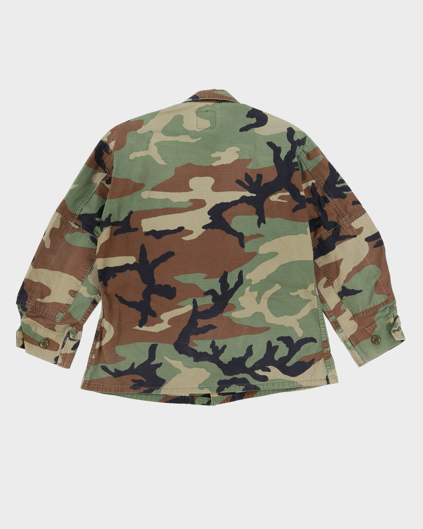 90s Vintage US Military Woodland Camo BDU Combat Coat - Small