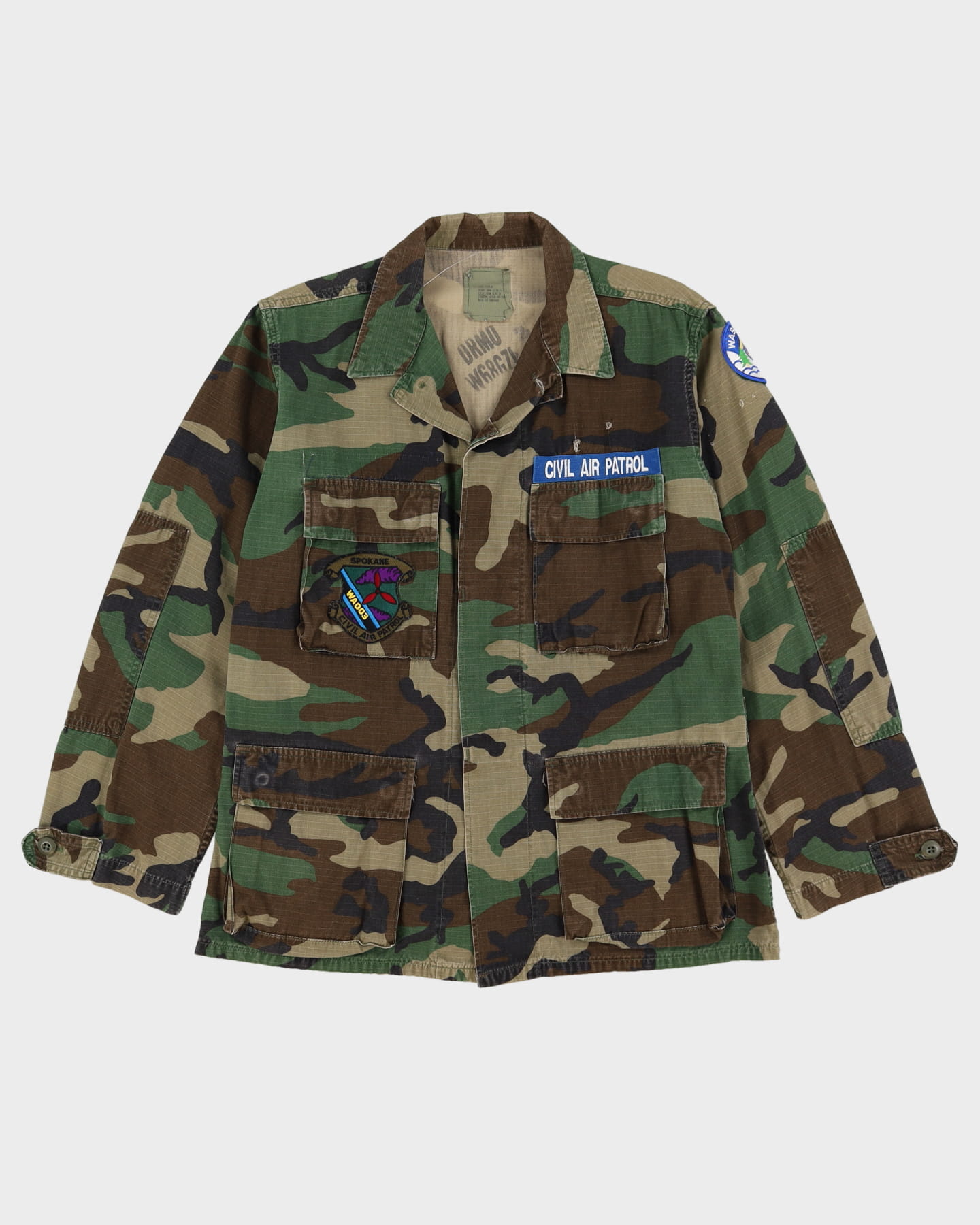 90s Vintage US Military Woodland Camo BDU Combat Coat - Medium