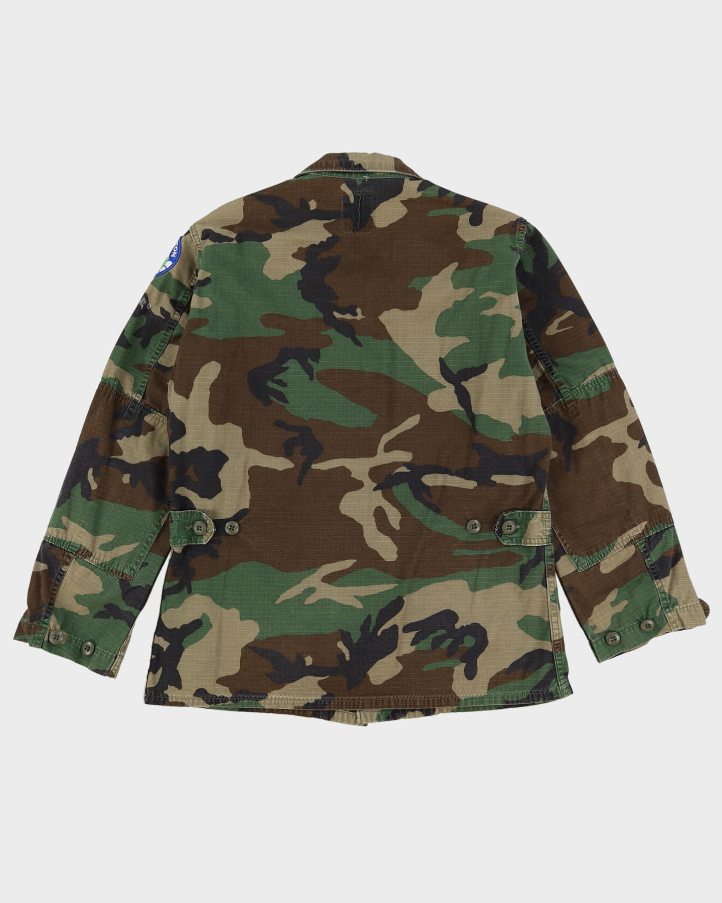 90s Vintage US Military Woodland Camo BDU Combat Coat - Medium