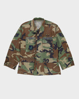 90s Vintage US Military Woodland Camo BDU Combat Coat - Medium