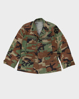 90s Vintage US Military Woodland Camo BDU Combat Coat - Medium