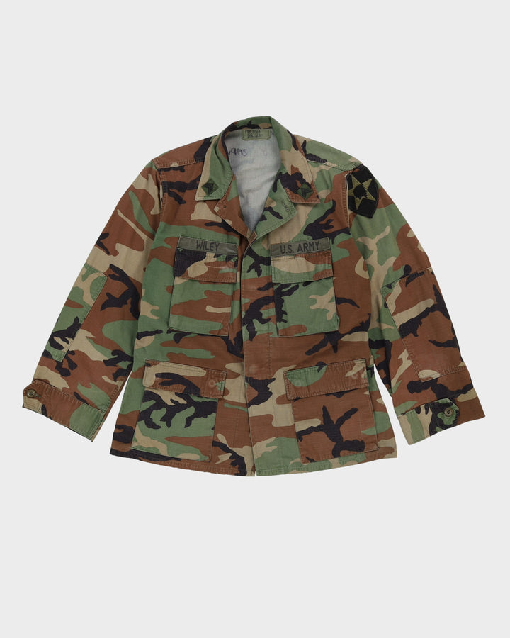 90s Vintage US Military Woodland Camo BDU Combat Coat - Medium