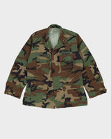 90s Vintage US Military Woodland Camo BDU Combat Coat - Large