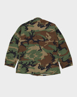 90s Vintage US Military Woodland Camo BDU Combat Coat - Large