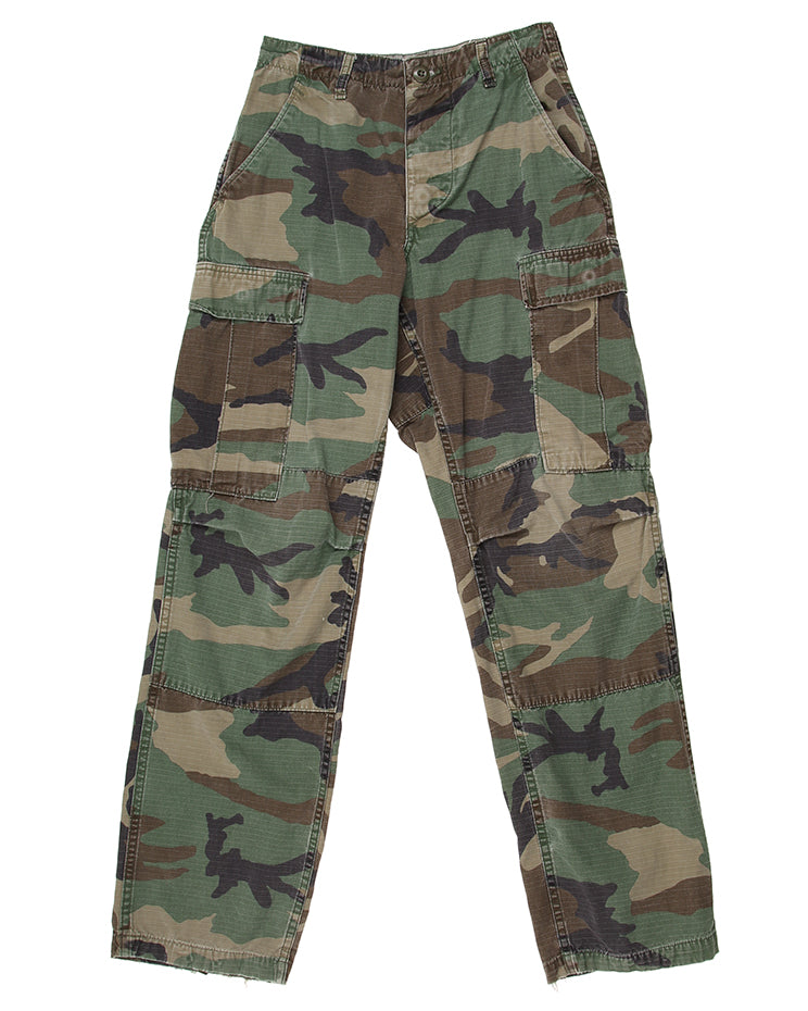 1990S VINTAGE US ARMY M81 WOODLAND BDU COMBAT TROUSERS - XXS