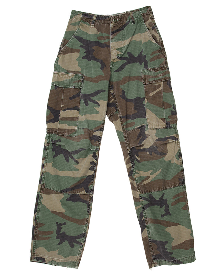 1990S VINTAGE US ARMY M81 WOODLAND BDU COMBAT TROUSERS - XXS