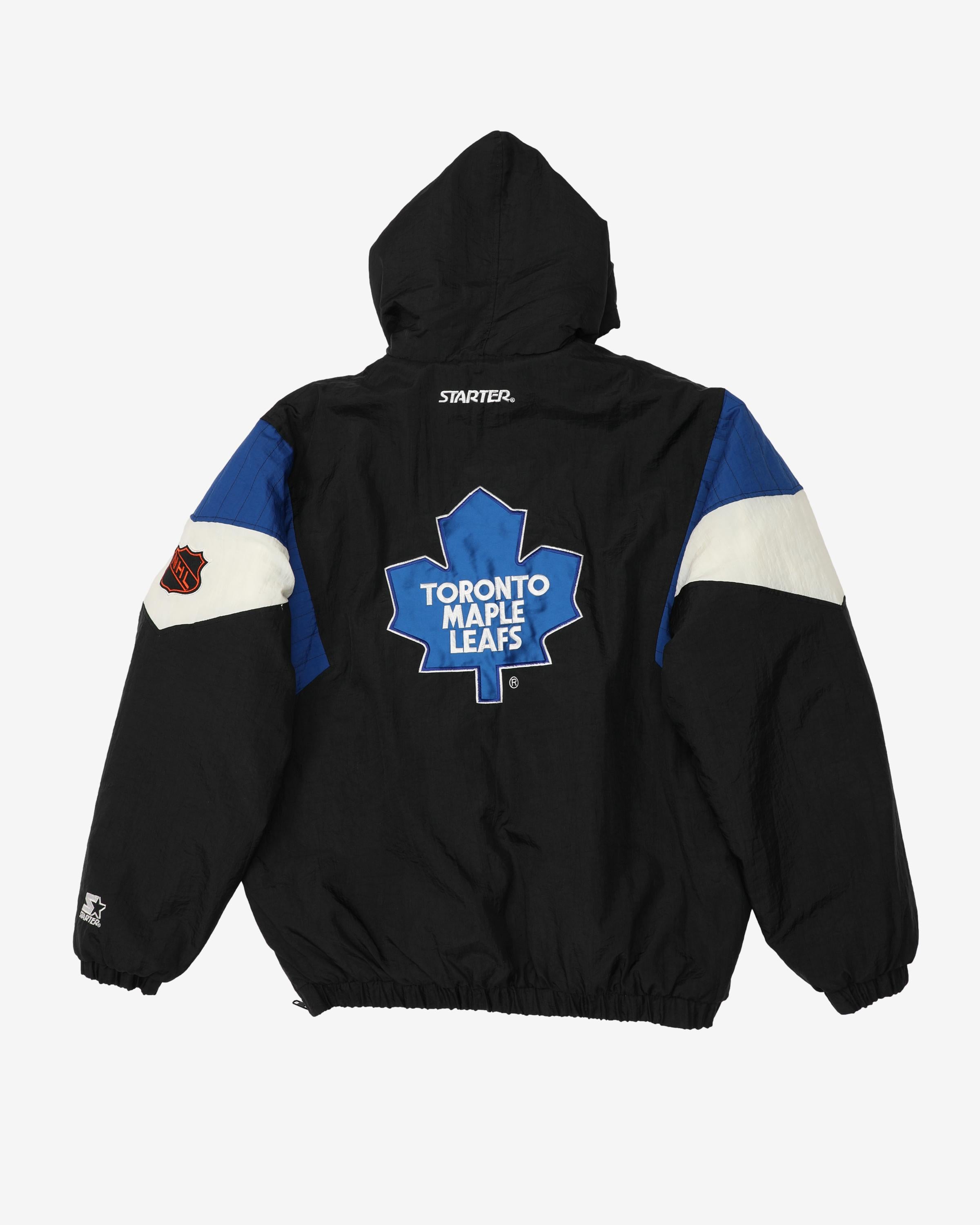STARTER MAPLE LEAF スタジャン Vintage 90s Starter Toronto Maple Leafs Black Hooded Quarter-Zip