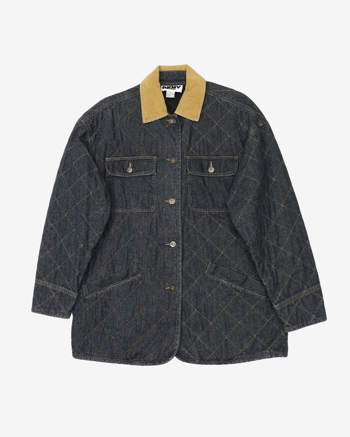 DKNY Quilted Casual Faux Denim Style Jacket - L