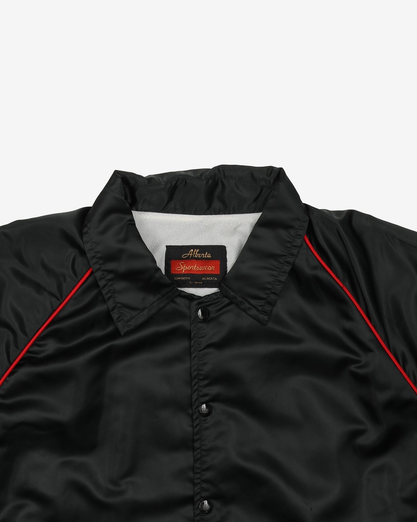 80s Billy's Outlaw Inn Alberta Sportswear Black Satin Bomber / Baseball Jacket - XL