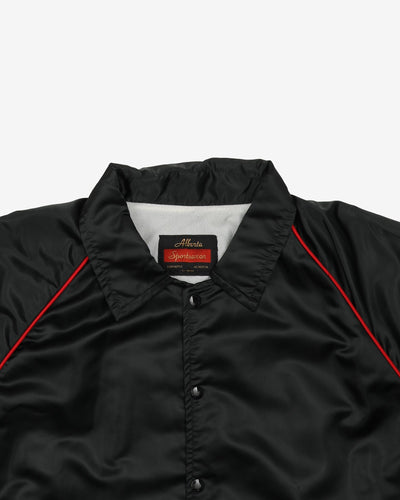 80s Billy's Outlaw Inn Alberta Sportswear Black Satin Bomber / Baseball Jacket - XL