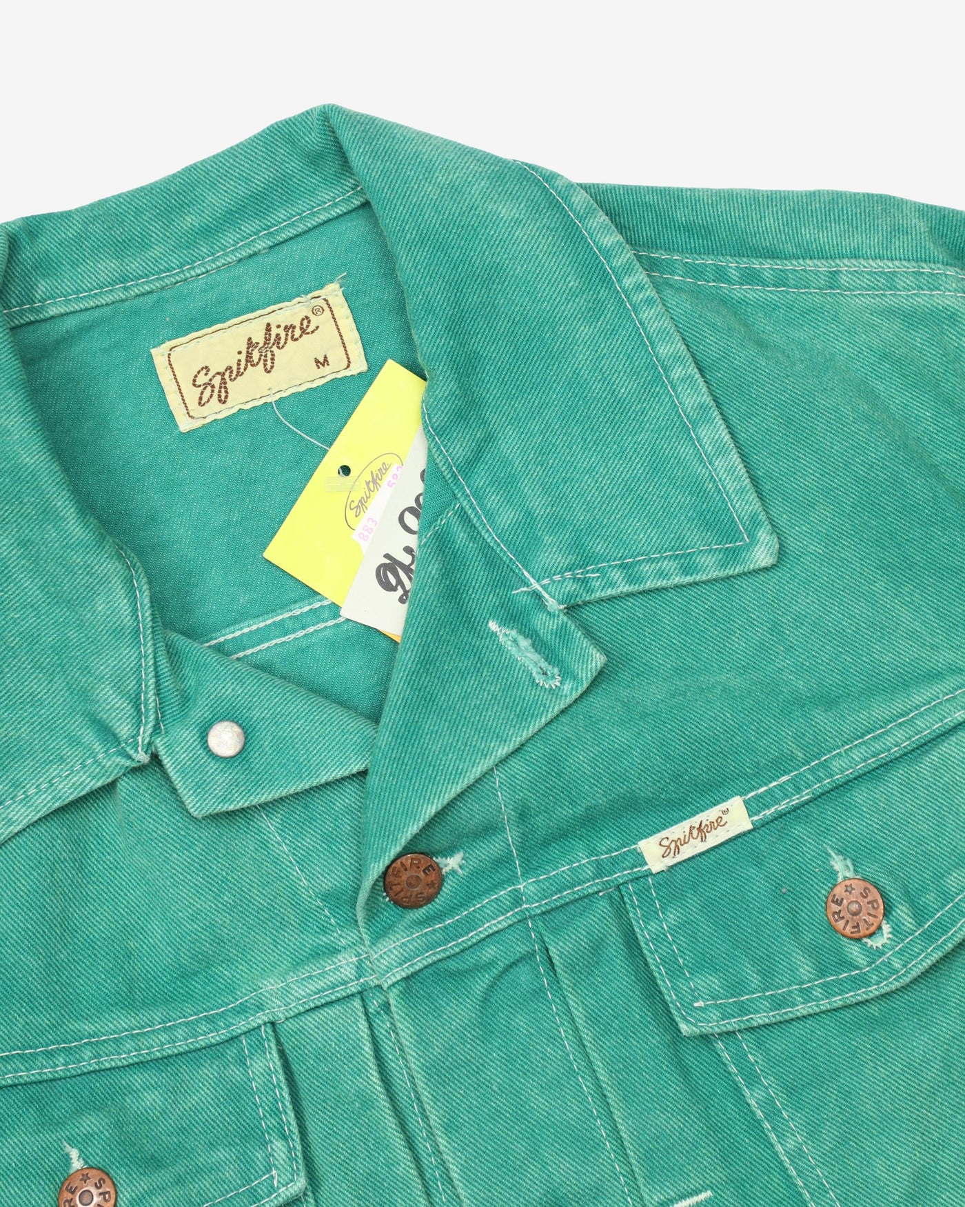 Vintage 70s Spitfire Deadstock With Tags Green Denim Jacket - M