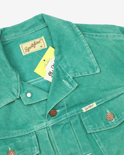 Vintage 70s Spitfire Deadstock With Tags Green Denim Jacket - M