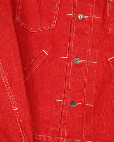 Vintage 70s Spitfire Deadstock With Tags Red Denim Jacket - M