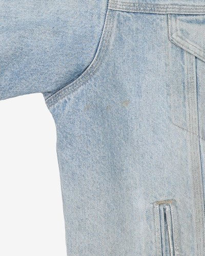 Vintage 90s Carhartt Blue Denim Blanket Lined Workwear Jacket - XL