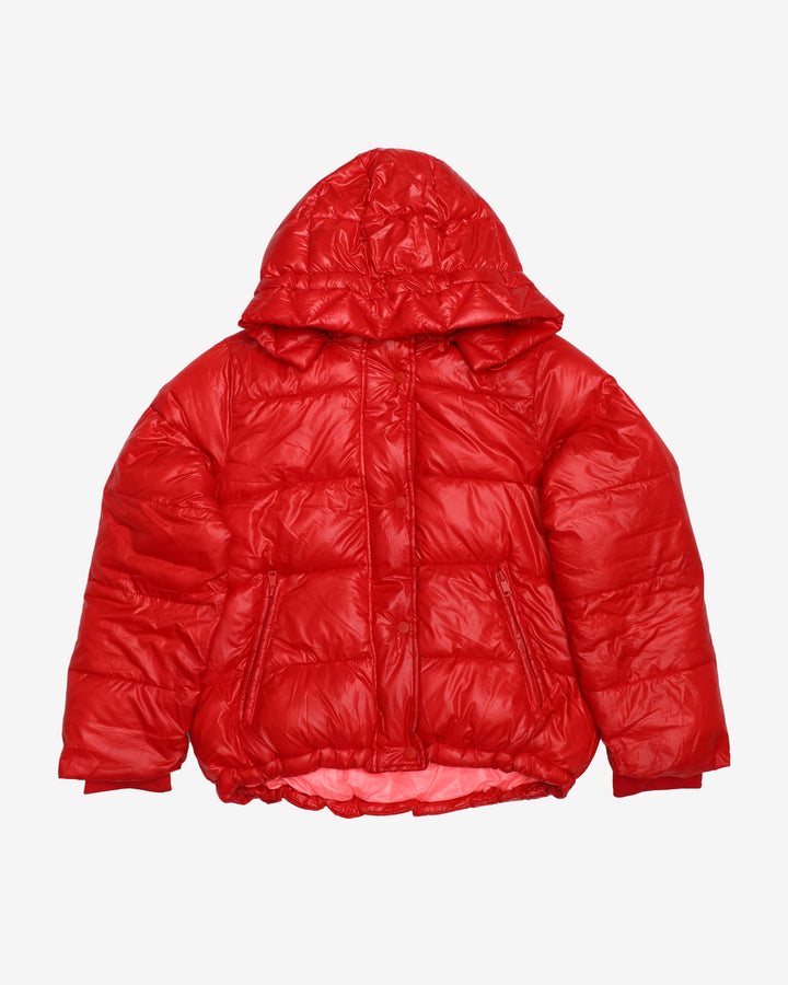 GAP Upcycled Red Hooded Puffer Jacket - S