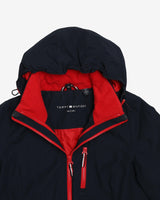 Tommy Hilfiger Navy Hooded Rain Jacket - S