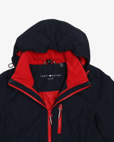 Tommy Hilfiger Navy Hooded Rain Jacket - S