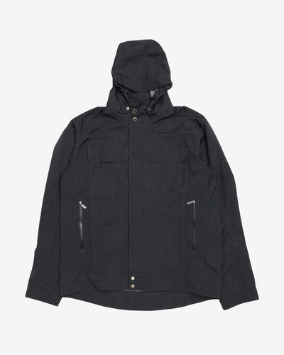 NAU Blue / Grey Hooded Rain Jacket - L