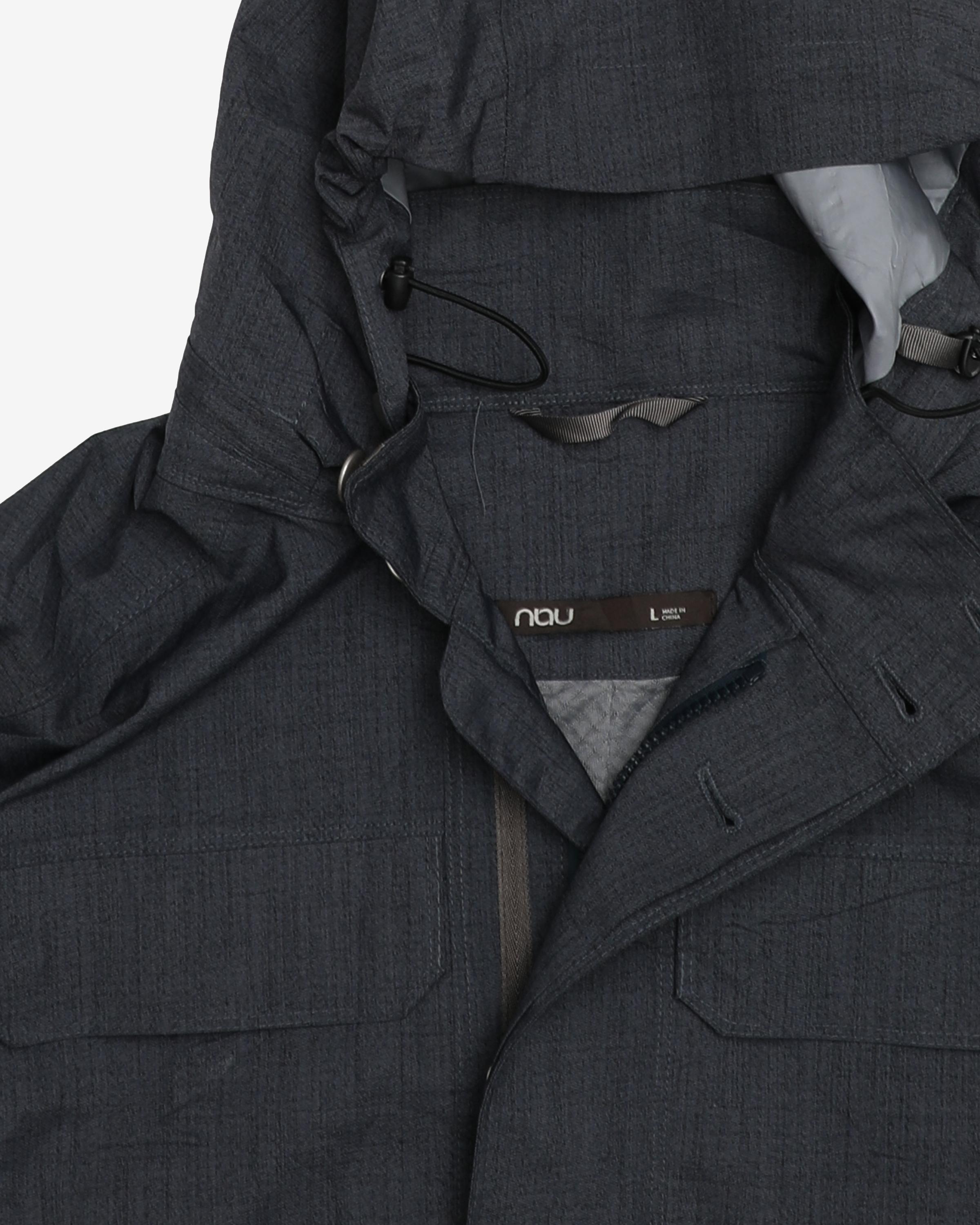 NAU Blue / Grey Hooded Rain Jacket - L
