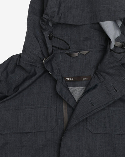 NAU Blue / Grey Hooded Rain Jacket - L