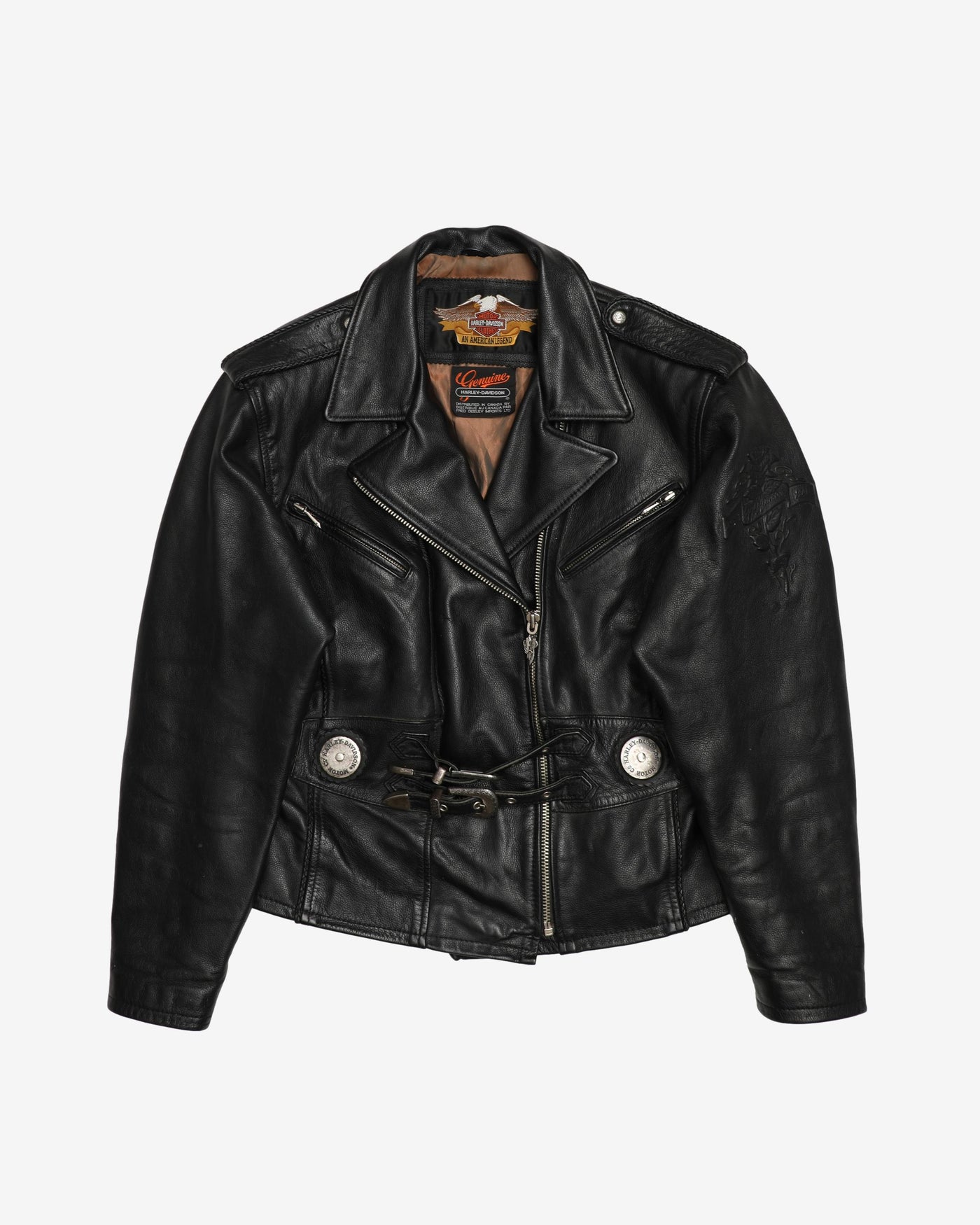 Vintage Harley Davidson Authentic Genuine Leather Jacket - S